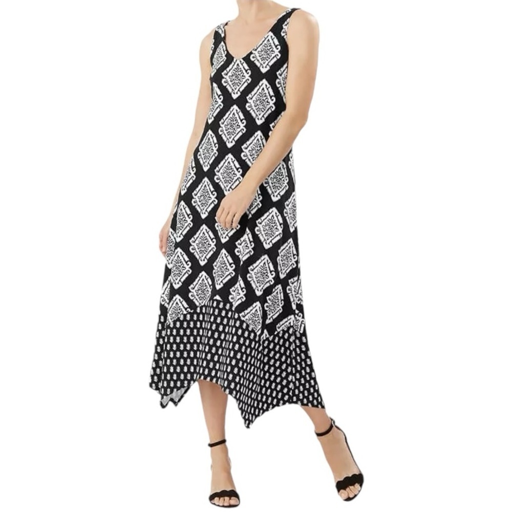 Tommy Bahama Taj Tiles Asymmetrical Hem Sleeveless Maxi Dress Sz Small Vacation